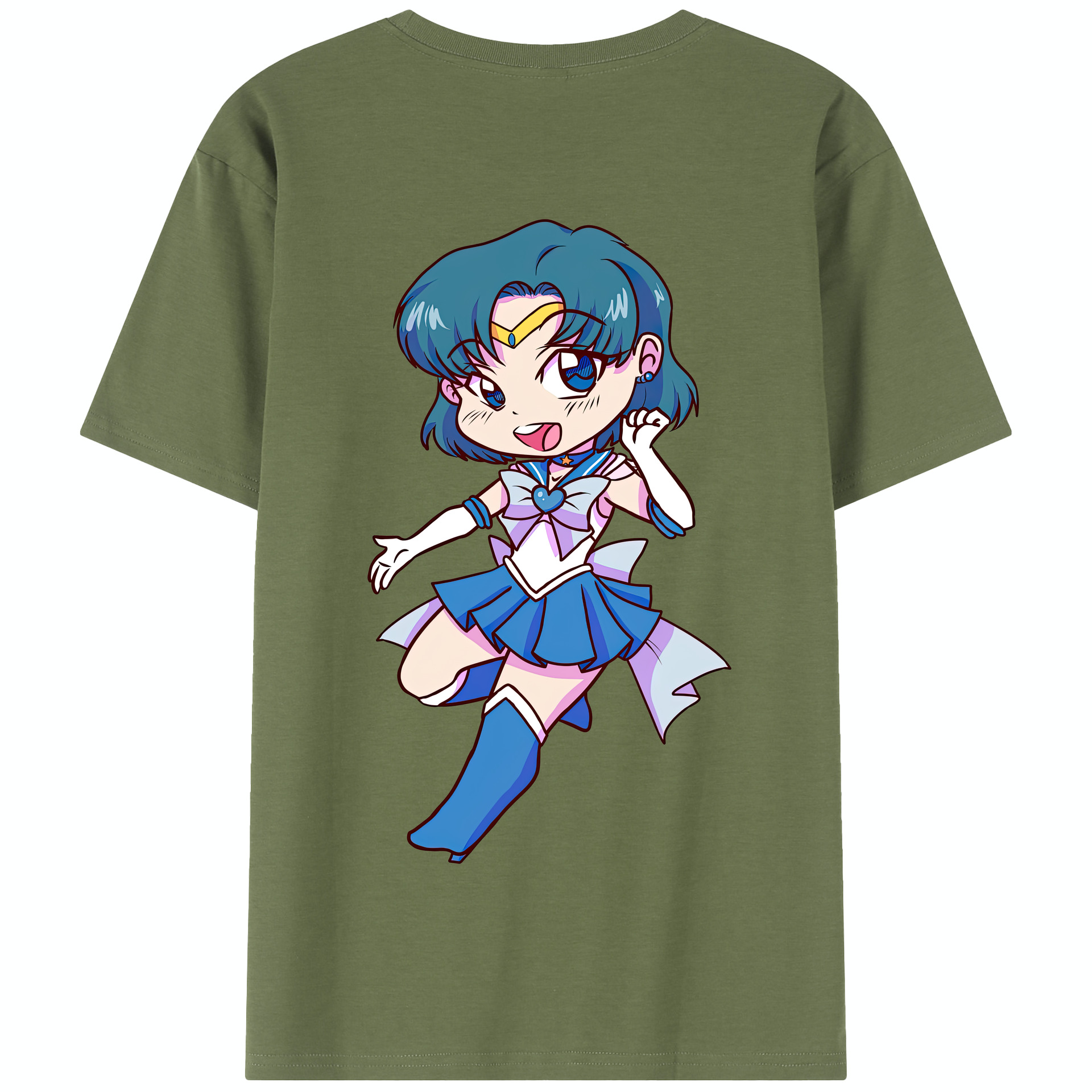 （画像用） 美少女戦士セーラームーン 水野 亜美 みずの あみ Sailor Moon Mizuno Ami 綿100％半袖Tシャツ（背面プリント）